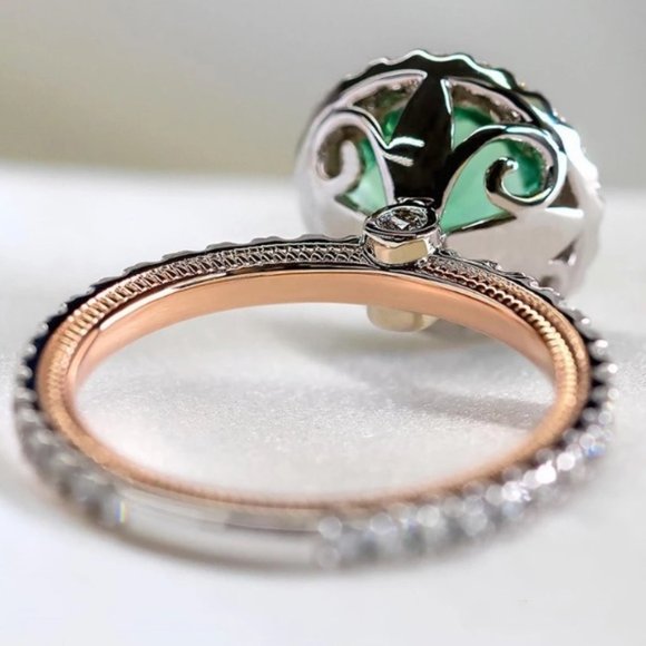 18K rose gold plated Green Stone ring - Picture 2 of 4